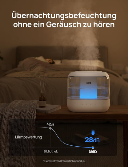 Humidifiers for Bedroom, Top Fill 4L Supersized Cool Mist Humidifier, 32H Runtime, 28 Db Quiet Ultrasonic Air Humidifier for Large Room, Plants, Baby Nursery, Indoor, Night Light, Easy to Clean
