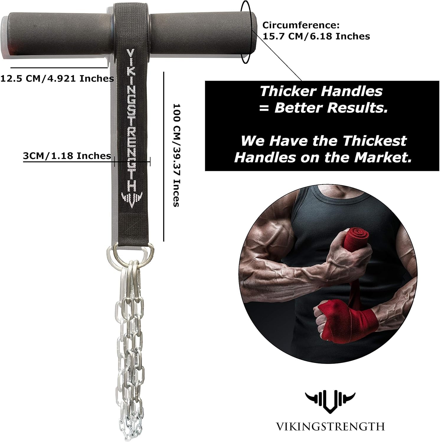 Forearm Blaster- Thick Handle Forearm Strengthener Exercise Equipment. Thick Wrist Roller for Muscle Building and Injury Prevention Hand Grip Strength + V-Strength Workout App