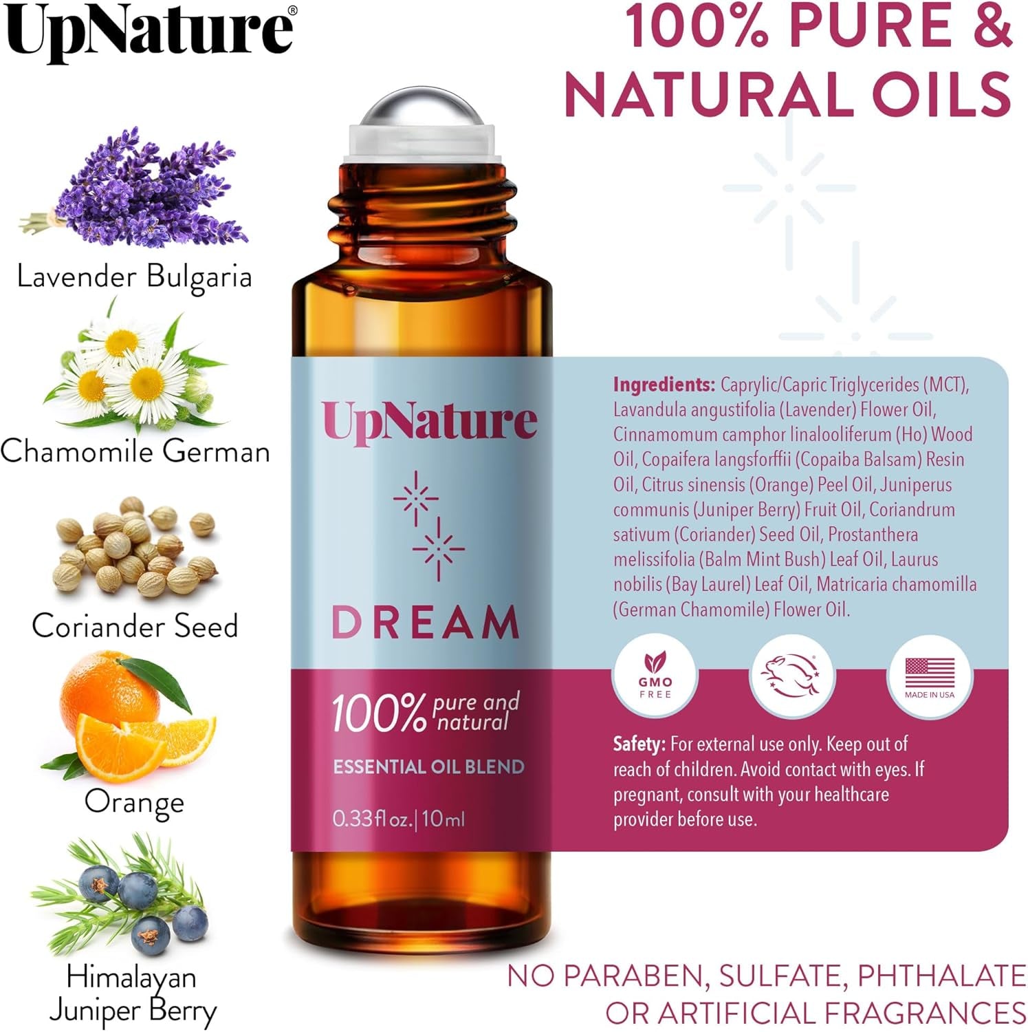 Dream Sleep Essential Oil Roll on – Natural Sleeping Blend with Lavender, Chamomile Aromatherapy Oils