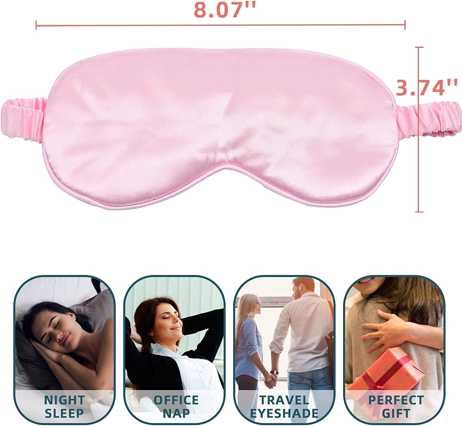 Sleep Mask 4 Pack Silk Eye Cover Soft Satin Blindfold Elastic Strap Night Eyeshade Travel Nap for Women Men