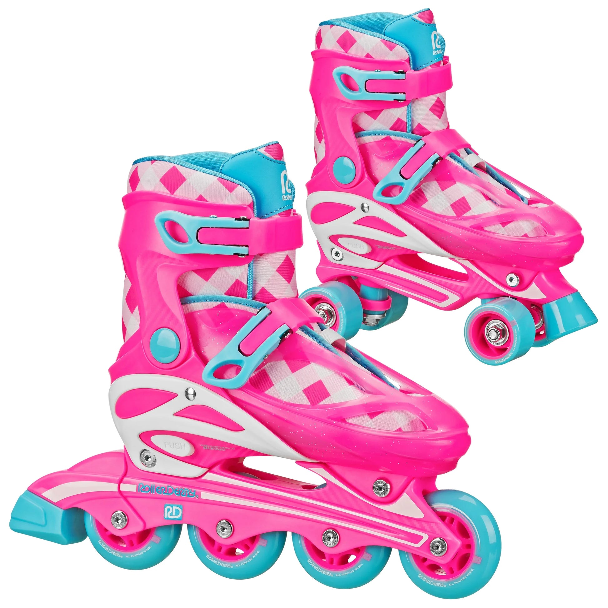 Girl'S 2N1 Roller and Inline Skates Size 3-6 Gingham
