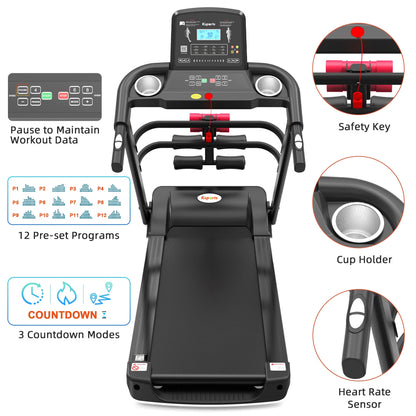 Ultimate Electric Treadmill Bundle with Exercise Rack, Mat & Dumbbells - Enhance Your Fitness Routine!