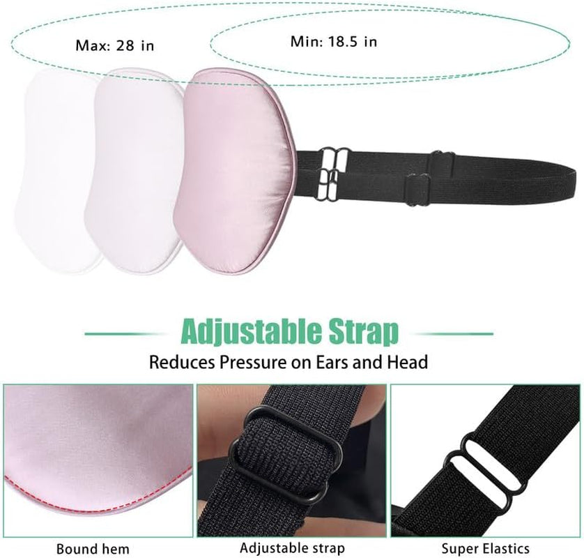 Sleep Mask, 2 Pack 100% Real Natural Pure Silk Eye Masks with Adjustable Strap for Sleeping, Mulberry Silk Eye Sleep Shade Cover, Block Light Reduces Puffy Eyes Traveling Gifts
