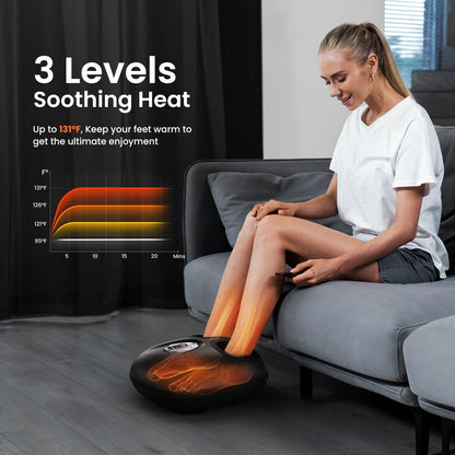 Foot Massager Machine with Heat [2025 Upgraded], FSA HSA Eligible Foot Massager, Valentines Day Gifts for Women Men Mom, 3 Heat Levels, Wireless Control Shiatsu Foot Massager, True Foot Massage