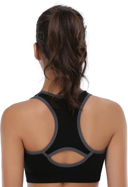 Women'S Seamless Racerback Sports Bra High Impact Support Yoga Gym Workout Fitness