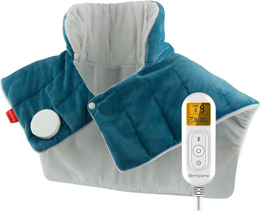 Heating Pad for Neck and Shoulders and Back,  FSA HSA Eligible Weighted Electric Heat Pad for Pain Relief, 2.6Lb Large Heated Wrap, 9 Heat Settings, 11 Auto-Off, Gifts for Women Men Mom Dad