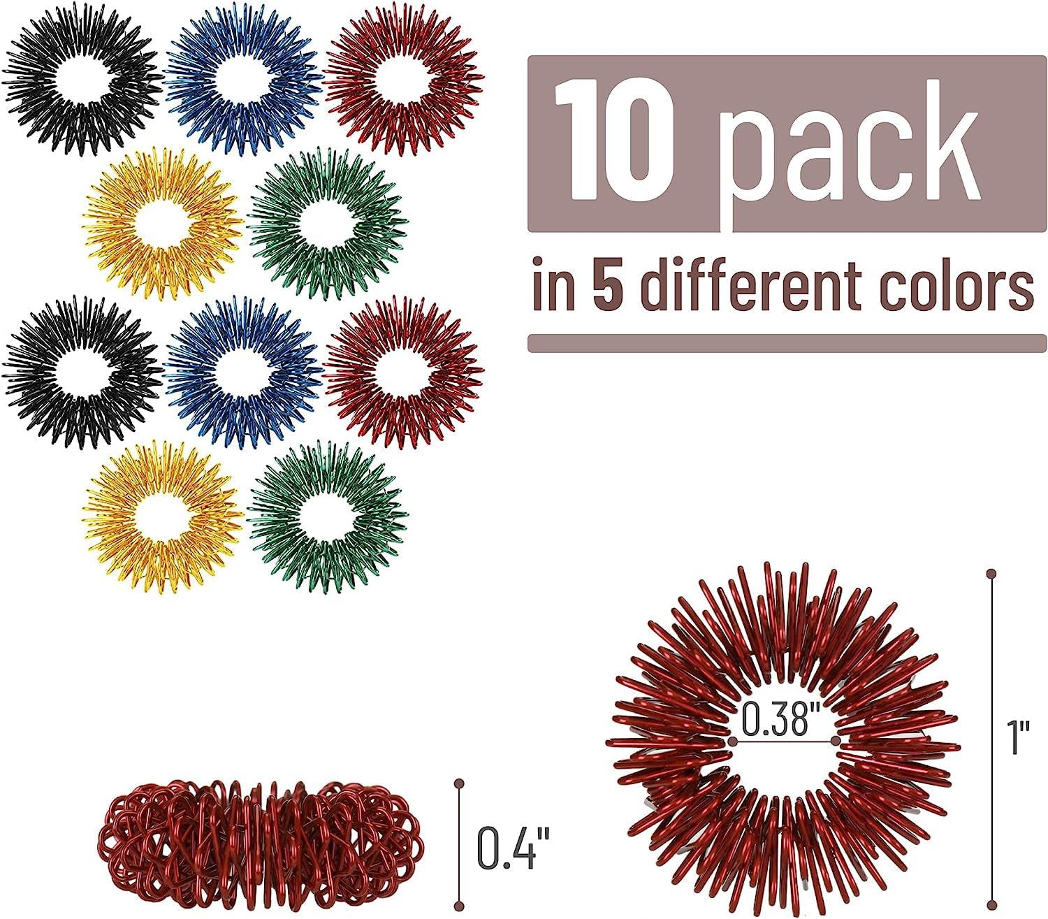 - Spiky Sensory Rings, 10 Pack, Stress Relief Fidget Sensory Toys, Fidget Rings, Fidget Ring for Anxiety, Stress Relief Rings, Massager for Fidget ADHD Autism, Silent Stress Reducer Ring