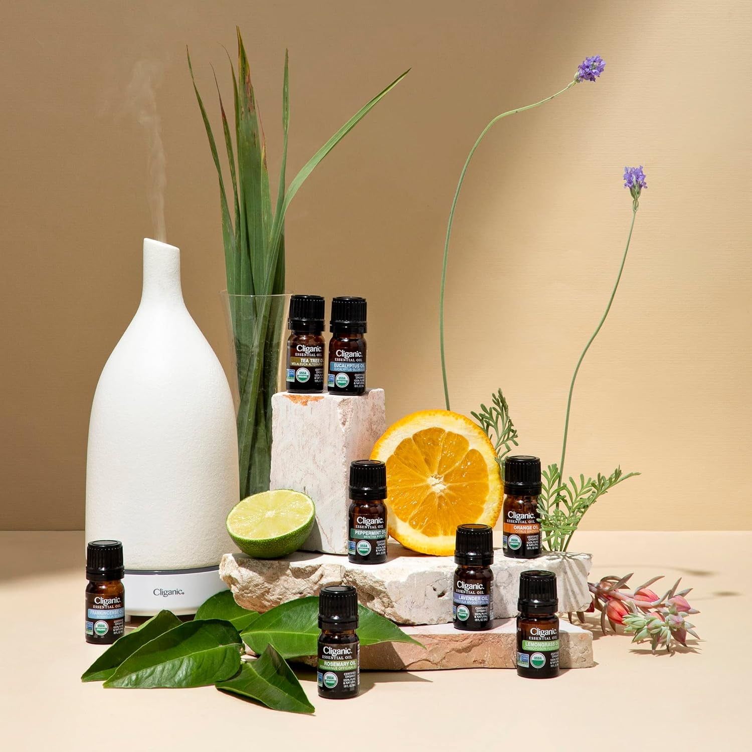 USDA Organic Aromatherapy Essential Oils Set (Top 6), 100% Pure Natural - Peppermint, Lavender, Eucalyptus, Tea Tree, Lemongrass & Orange
