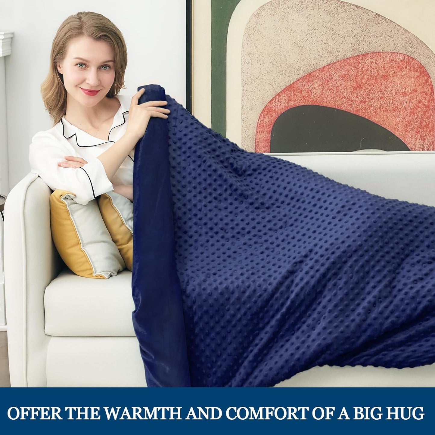 Weighted Blanket with Cover Removable Soft Blue Heavy Blanket Microfiber Washable Heated Weighted Throw Blanket Winter Warm Weighted Comforter 7Lbs, 40 * 60