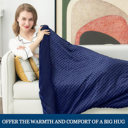 Weighted Blanket with Cover Removable Soft Blue Heavy Blanket Microfiber Washable Heated Weighted Throw Blanket Winter Warm Weighted Comforter 7Lbs, 40 * 60