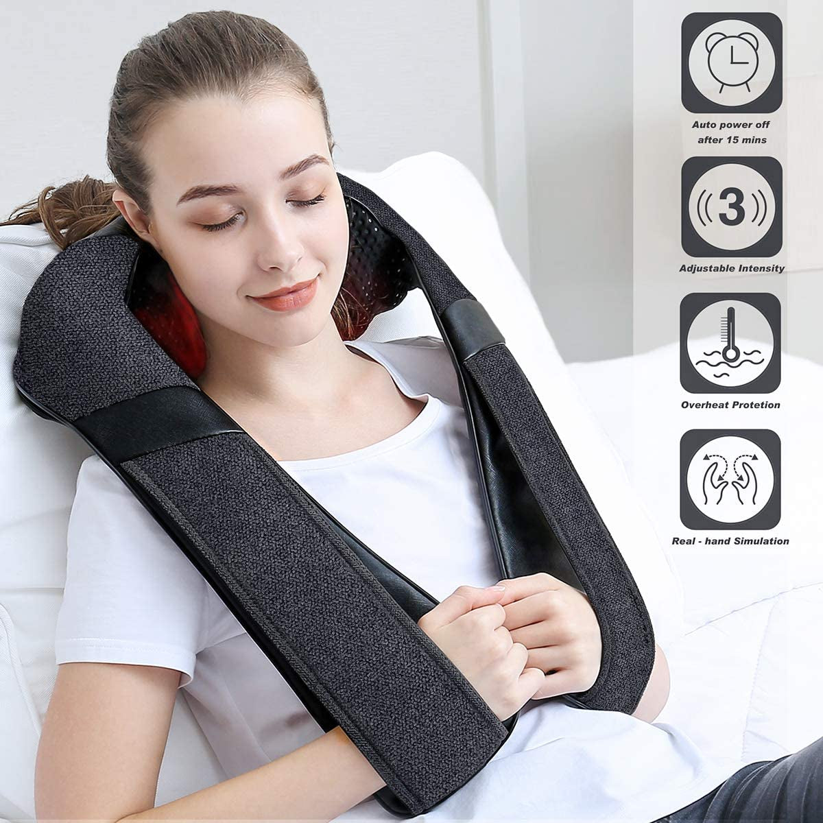 Neck Massager with Heat, Shiatsu Shoulder Massager, Electric Kneading Back Massager, Massage Pillow for Pain Relief Deep Tissue, Fathers Day Presents, Mothers Day,Christmas Gifts Get Well Soon