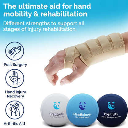 Mind & Body Stress Balls for Adults - Triple Density Squeeze Balls for Hand Therapy & Grip Strengthening - Stress & Anxiety Relief - Physical Therapy Support - Soft, Medium, Hard Gel Core