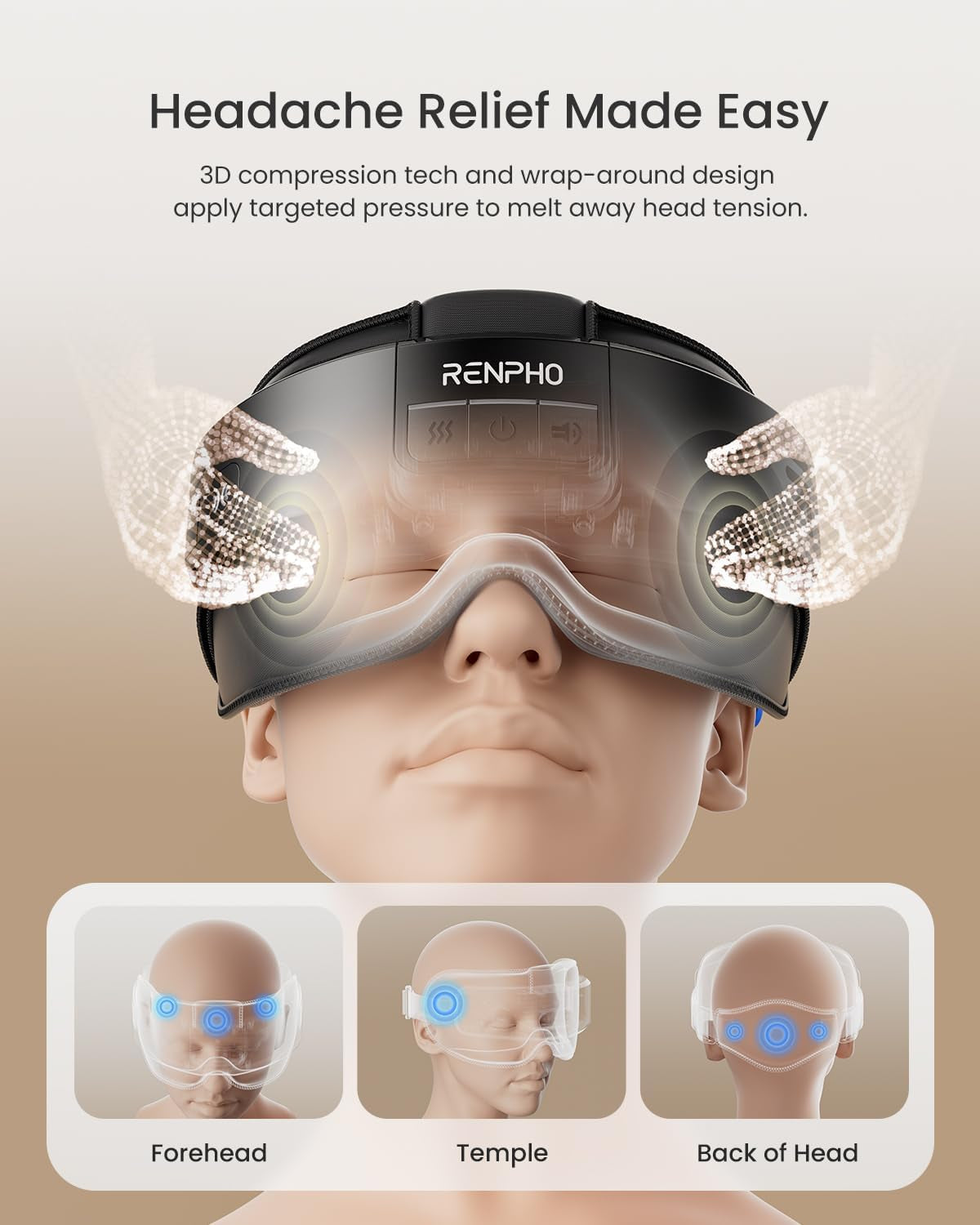 Heated Head & Eye Massager for Migraine Relief - Ultimate Relaxation Gift for Birthdays