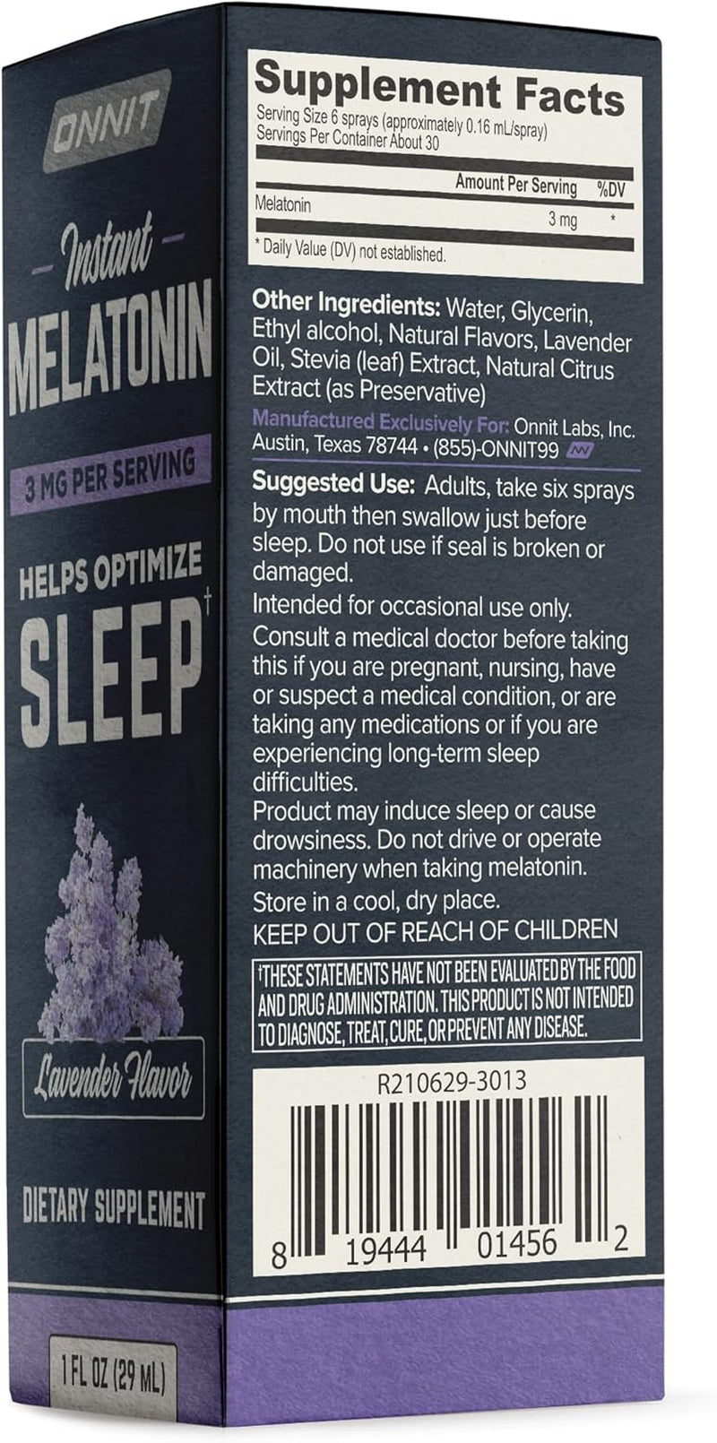 Melatonin Instant Mist Liquid Sleep Aid Spray - Lavender