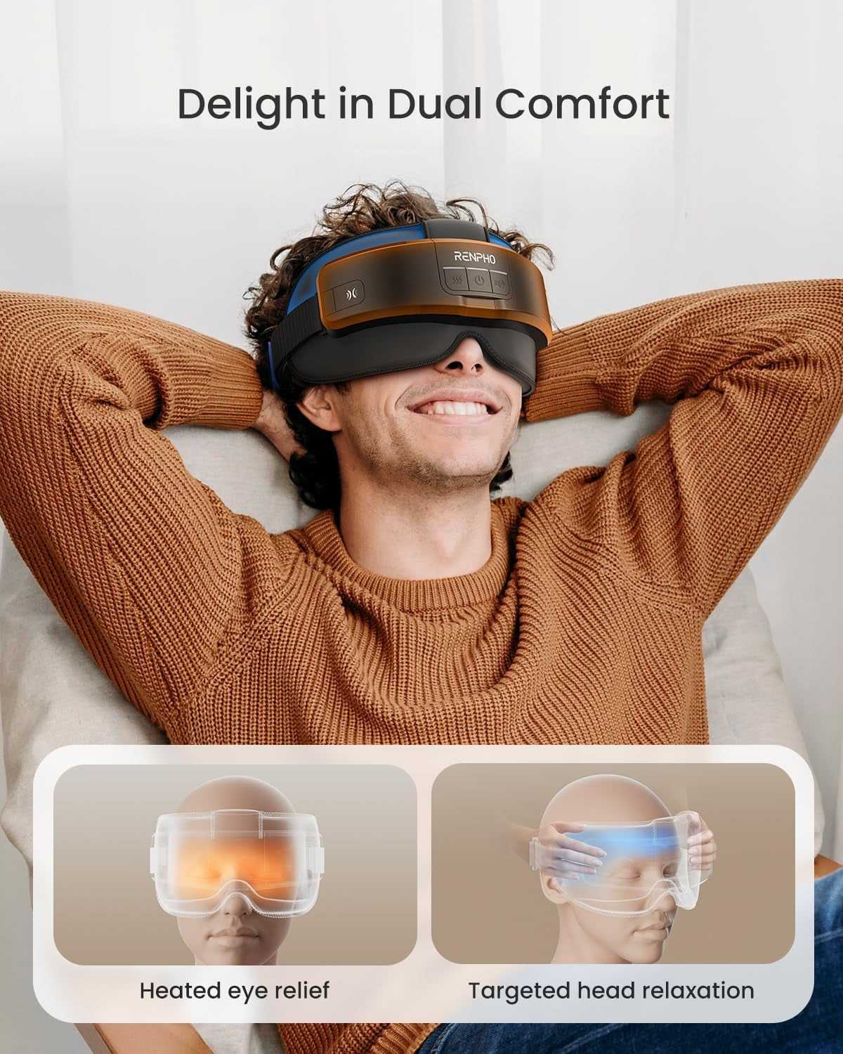 Heated Head & Eye Massager for Migraine Relief - Ultimate Relaxation Gift for Birthdays