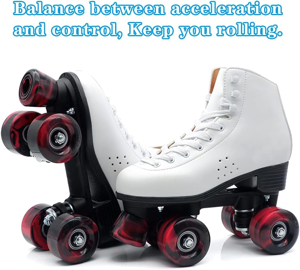 8 Pack Roller Skate Wheels with Bearings Installed and 2 Toe Stoppers for Double Row Skating, Quad Skates and Skateboard Outdoor or Indoor Use, 32Mm X 58Mm 82A