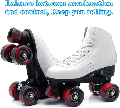 8 Pack Roller Skate Wheels with Bearings Installed and 2 Toe Stoppers for Double Row Skating, Quad Skates and Skateboard Outdoor or Indoor Use, 32Mm X 58Mm 82A