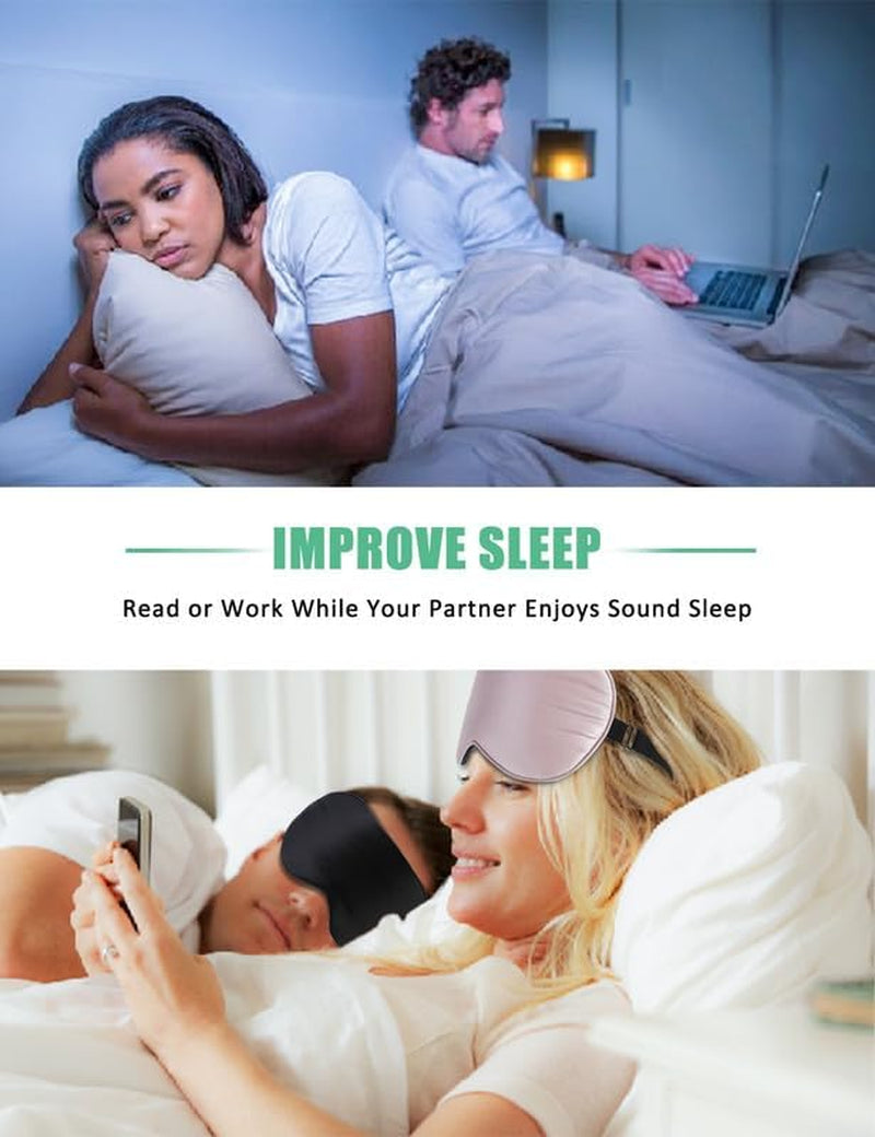 Sleep Mask, 2 Pack 100% Real Natural Pure Silk Eye Masks with Adjustable Strap for Sleeping, Mulberry Silk Eye Sleep Shade Cover, Block Light Reduces Puffy Eyes Traveling Gifts