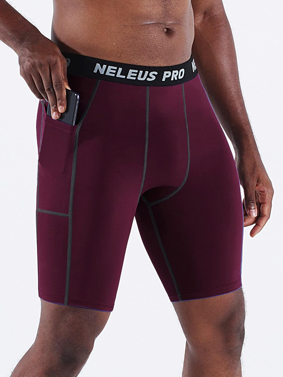 Men'S Compression Short with Pocket Dry Fit Yoga Running Shorts Pack of 3