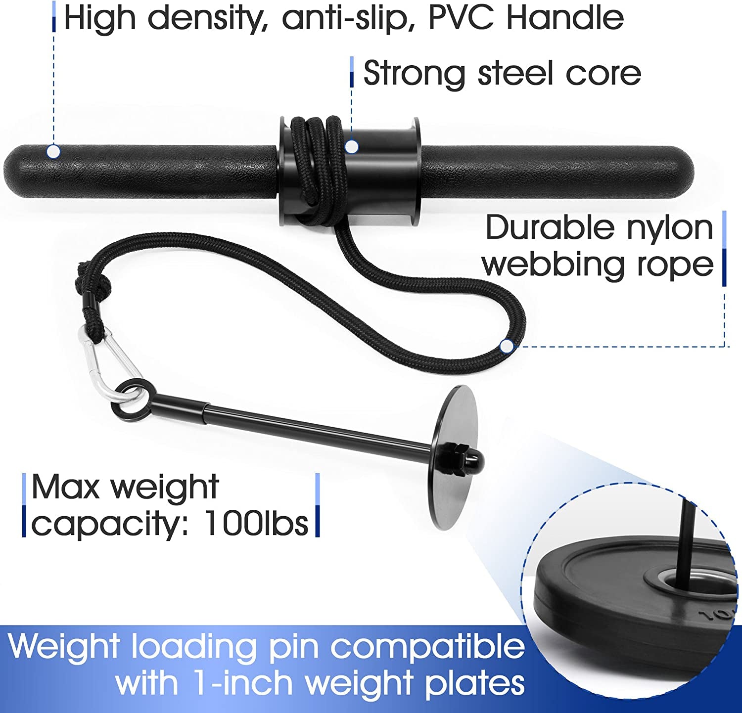 Wrist and Forearm Blaster - Wrist Roller & Forearm Roller for Training, Workout - Wrist/Arm Blaster - Fit 1-Inch Standard & 2-Inch Olympic Weight Plates
