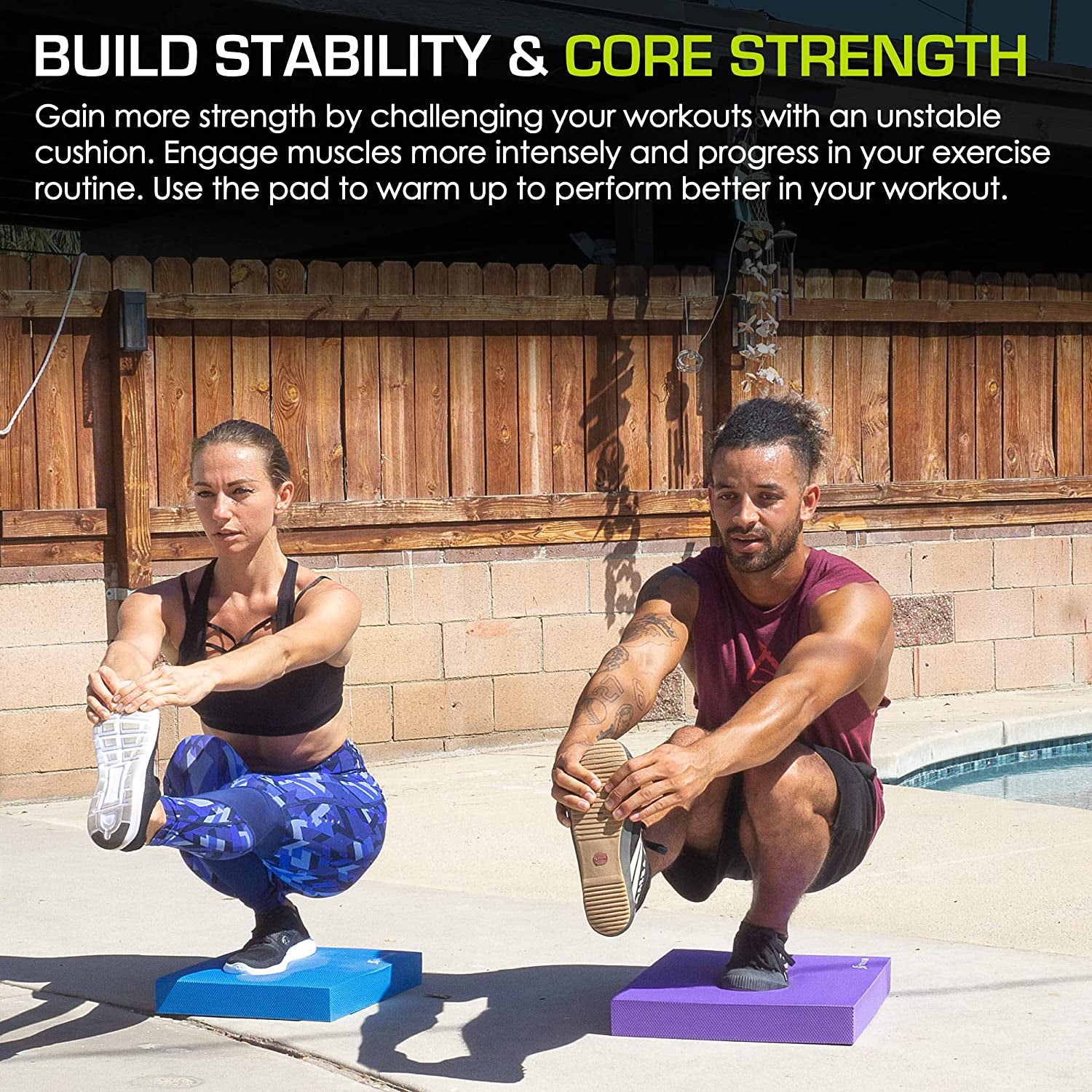 Exercise Balance Pad – Non-Slip Cushioned Foam Mat & Knee Pad for Fitness and Stability Training, Yoga, Physical Therapy 15.5”X12.75”
