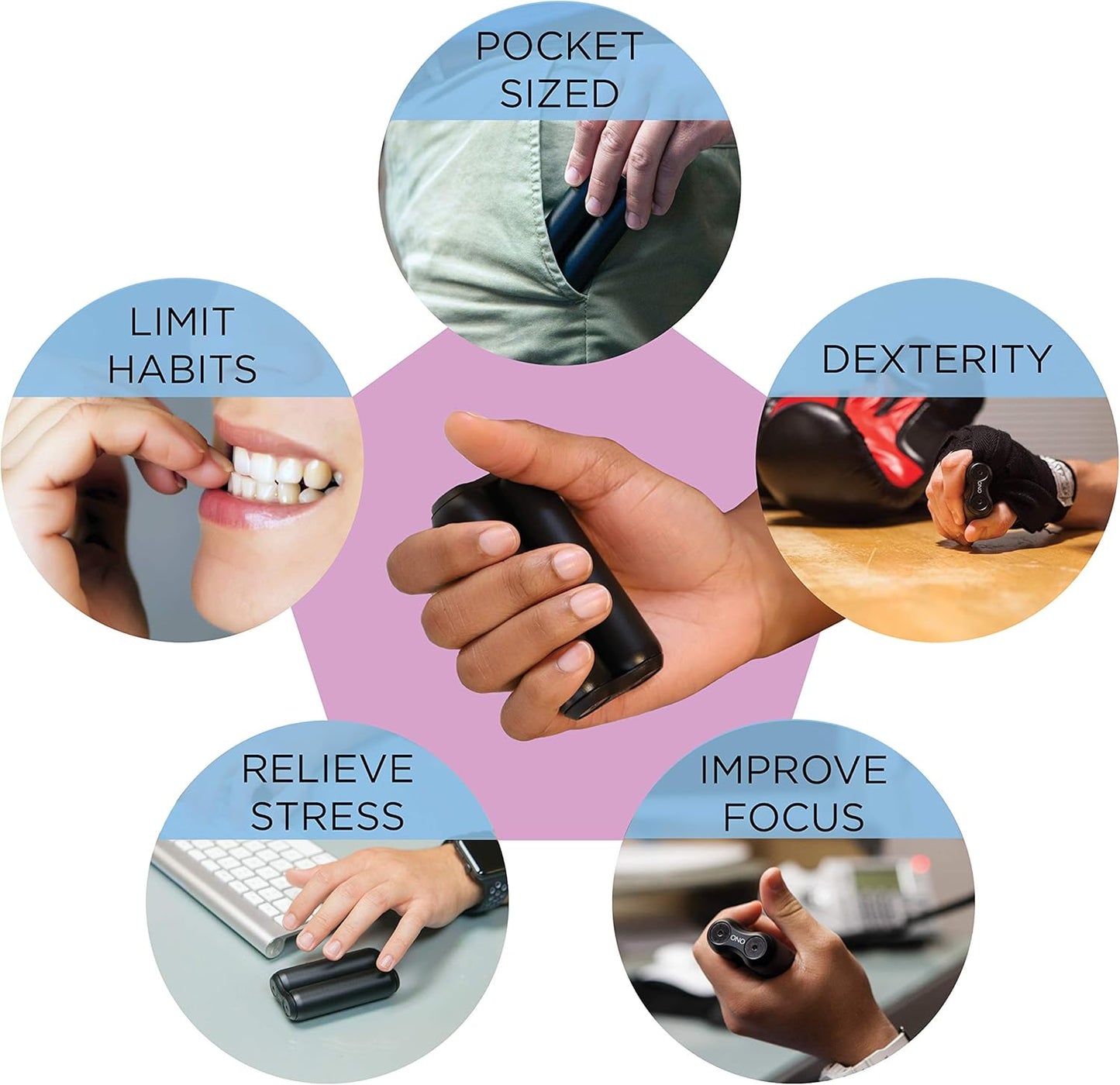 Roller - Handheld Fidget Toy for Adults | Help Relieve Stress, Anxiety, Tension | Promotes Focus, Clarity | Compact, Portable Design (Junior Size/Abs Plastic, Black)