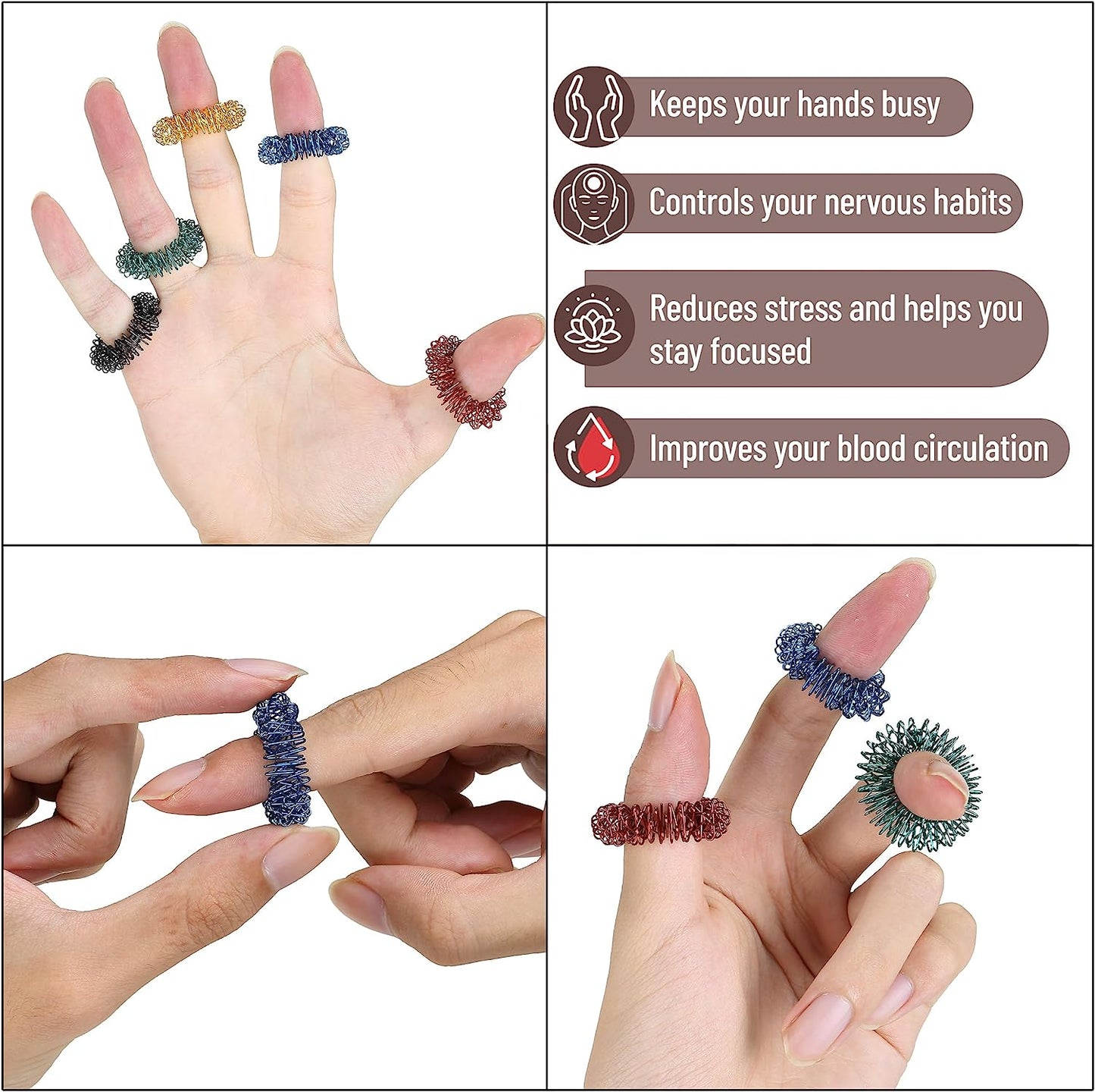 - Spiky Sensory Rings, 10 Pack, Stress Relief Fidget Sensory Toys, Fidget Rings, Fidget Ring for Anxiety, Stress Relief Rings, Massager for Fidget ADHD Autism, Silent Stress Reducer Ring
