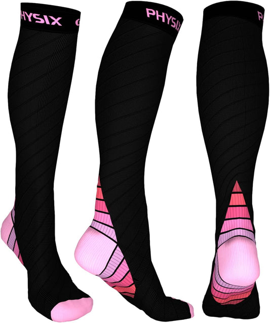 Physix Gear Compression Socks 20-30 Mmhg - Men & Women - Running, Nurses, Shin Splints, Flight, Travel