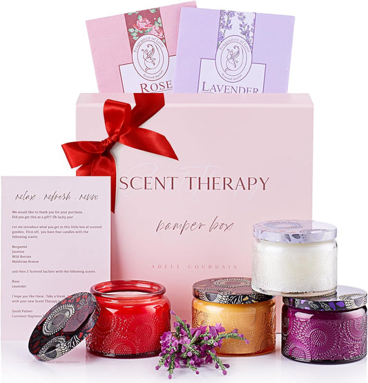 Aromatherapy Candle Gift Set for Women - Scented Candles for Home - Unique Birthday, Bridesmaid, Housewarming Candle Set with Scented Sachets - Present Ideas for Women