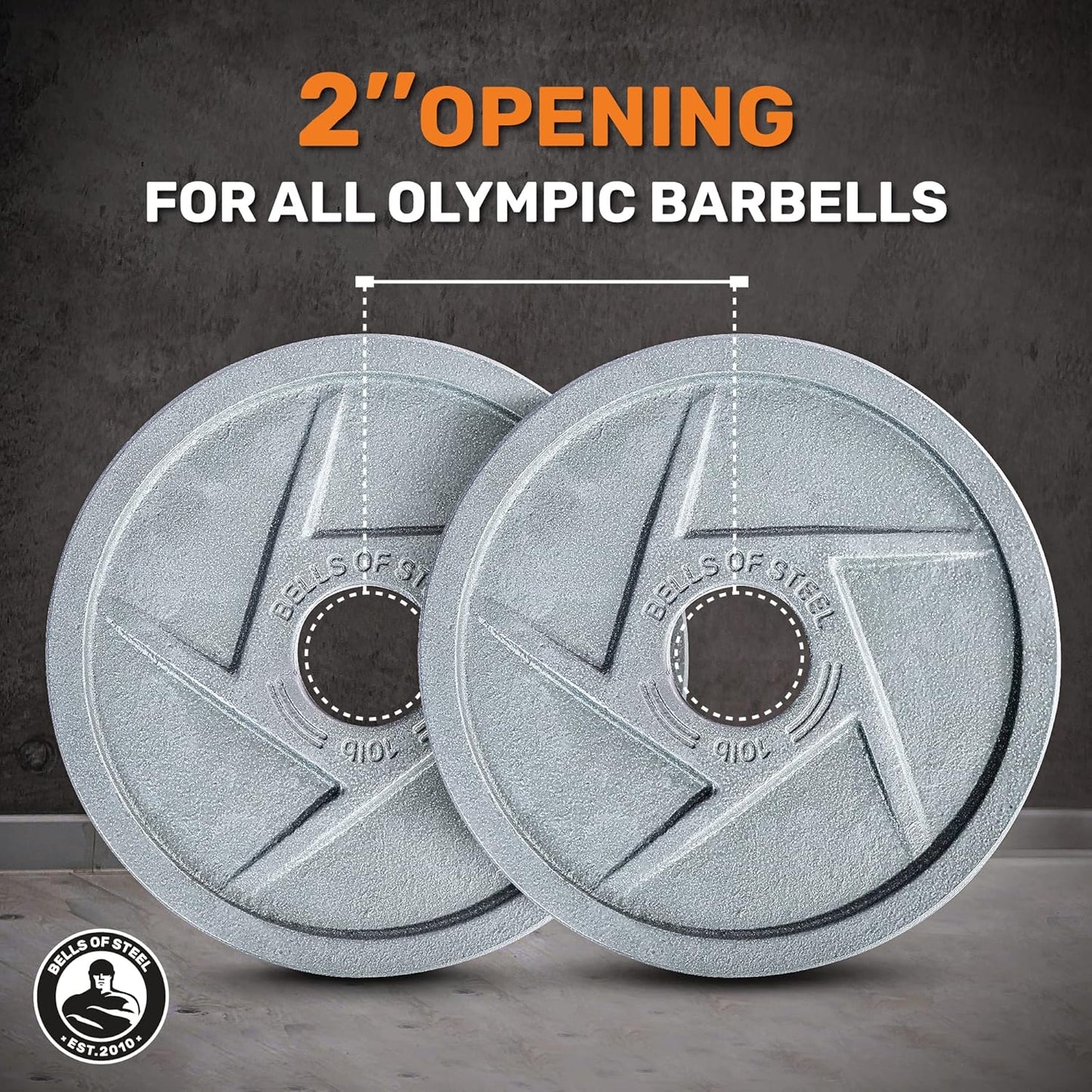 Cast Iron Weight Plates [] Mighty Grip Cast Iron Olympic Weight Plates - Semi-Gloss 2 Inch Weight Plate, Hammertone Powder Coat Barbell Weight Plates - Pair or Weight Plate Set