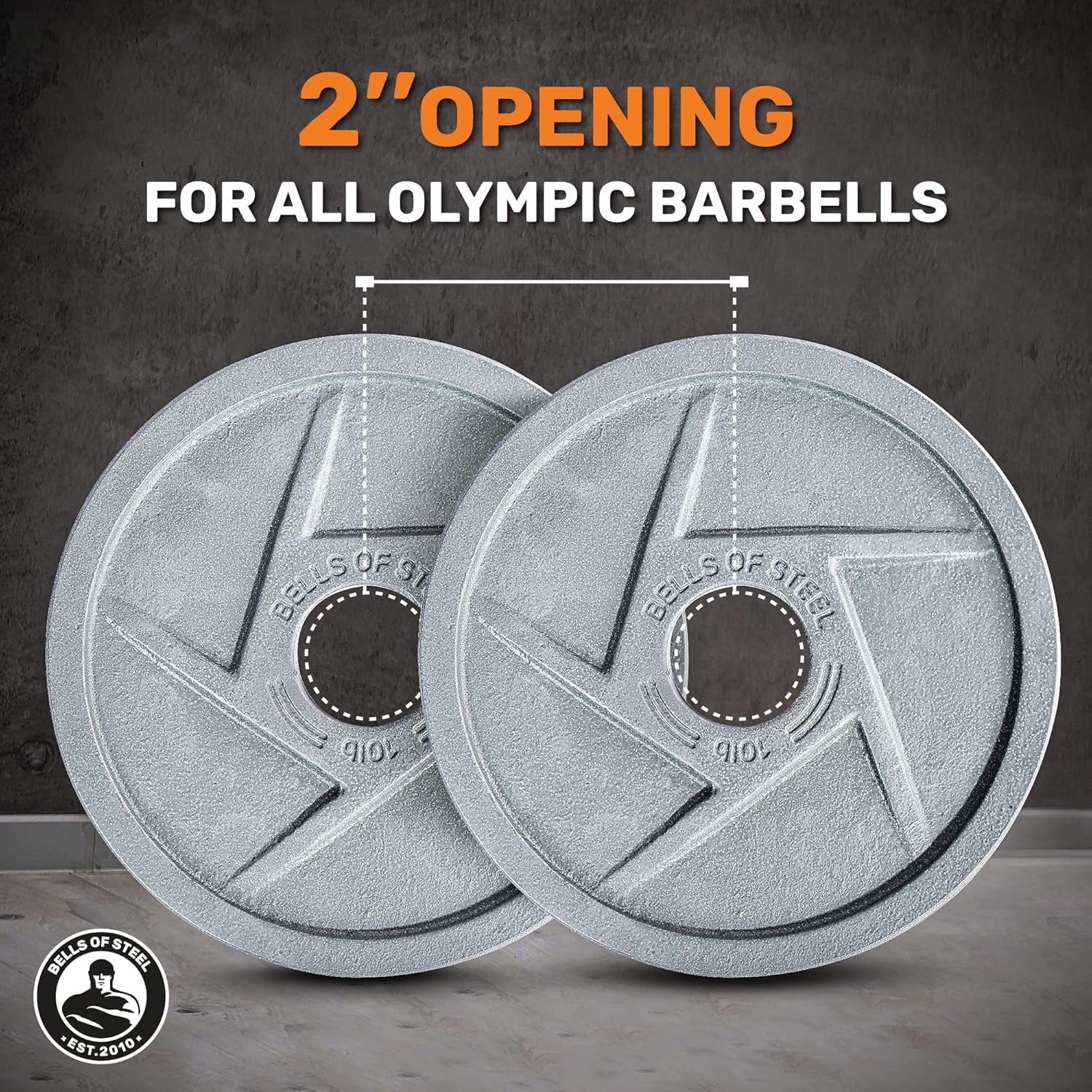 Cast Iron Weight Plates [] Mighty Grip Cast Iron Olympic Weight Plates - Semi-Gloss 2 Inch Weight Plate, Hammertone Powder Coat Barbell Weight Plates - Pair or Weight Plate Set