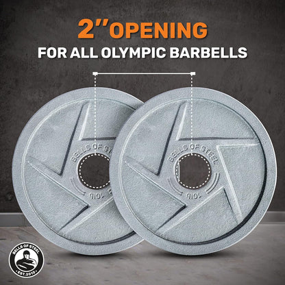Cast Iron Weight Plates [] Mighty Grip Cast Iron Olympic Weight Plates - Semi-Gloss 2 Inch Weight Plate, Hammertone Powder Coat Barbell Weight Plates - Pair or Weight Plate Set