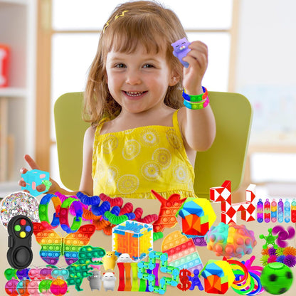 Fidget Toys, 120 Pack Fidgets Set Stocking Stuffers for Kids Party Favors Autism Sensory Toy Bulk Adults Kids Boys Girls Teens Stress Autistic ADHD Anxiety Carnival Treasure Classroom Prizes