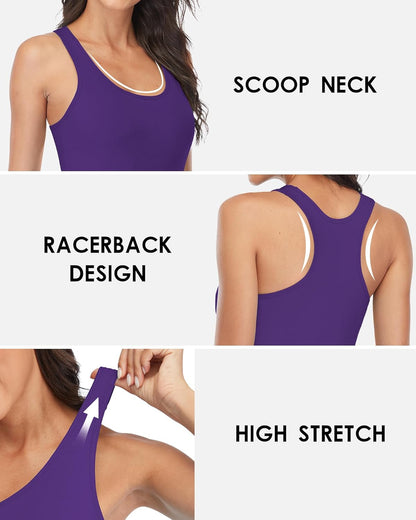 Women Tank Top with Shelf Bra Racerback Workout Yoga Tops Undershirt