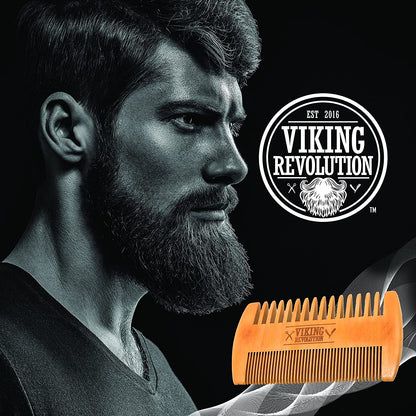Wooden Beard Comb & Case, Dual Action Fine & Coarse Teeth, Perfect for Use with Balms and Oils, Top Pocket Comb for Beards & Mustaches by