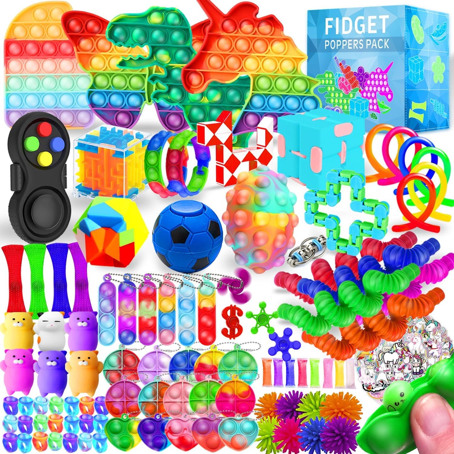 Fidget Toys, 120 Pack Fidgets Set Stocking Stuffers for Kids Party Favors Autism Sensory Toy Bulk Adults Kids Boys Girls Teens Stress Autistic ADHD Anxiety Carnival Treasure Classroom Prizes