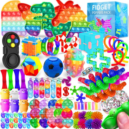 Fidget Toys, 120 Pack Fidgets Set Stocking Stuffers for Kids Party Favors Autism Sensory Toy Bulk Adults Kids Boys Girls Teens Stress Autistic ADHD Anxiety Carnival Treasure Classroom Prizes