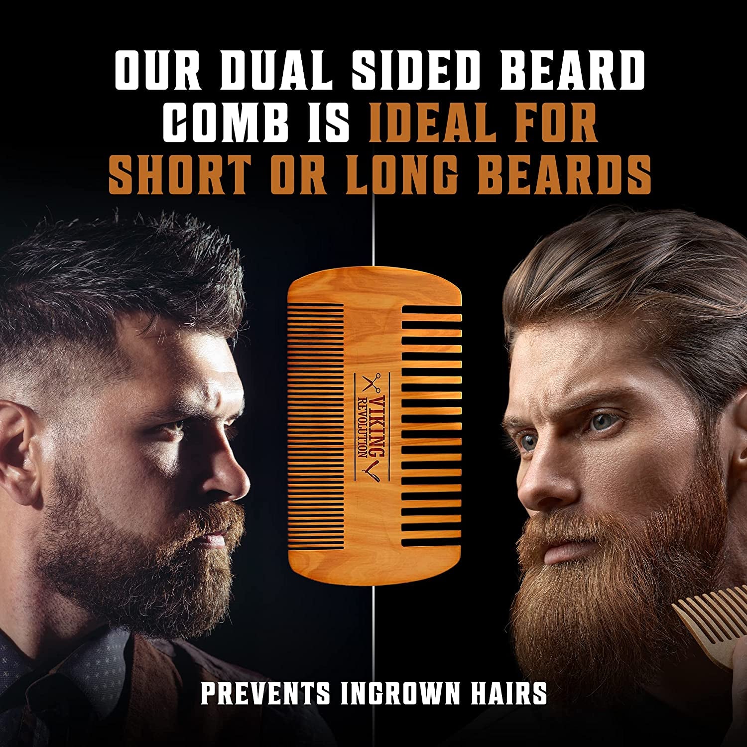 Natural Boar Bristle Brush and Pear Wood Comb Set for Men - Dual Action Grooming for Beards and Mustaches with Velvet Travel Pouch
