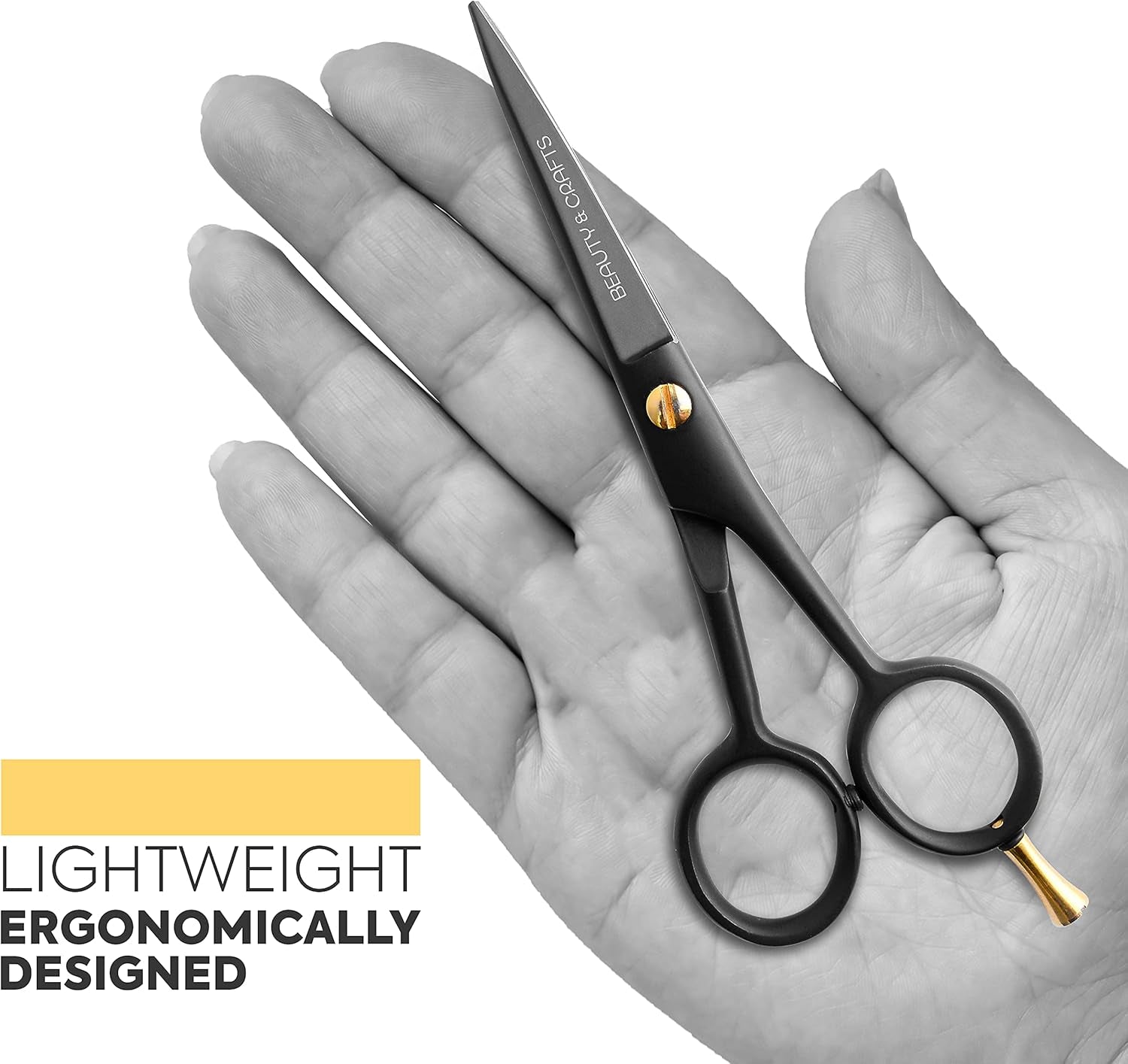- 5'' German Beard Mustache Scissors - 2 Mustache Comb for Facial Hair with Beautiful Pouch - Beard Trimming Scissors Use for Grooming, Cutting, and Styling of Mustache (Black)