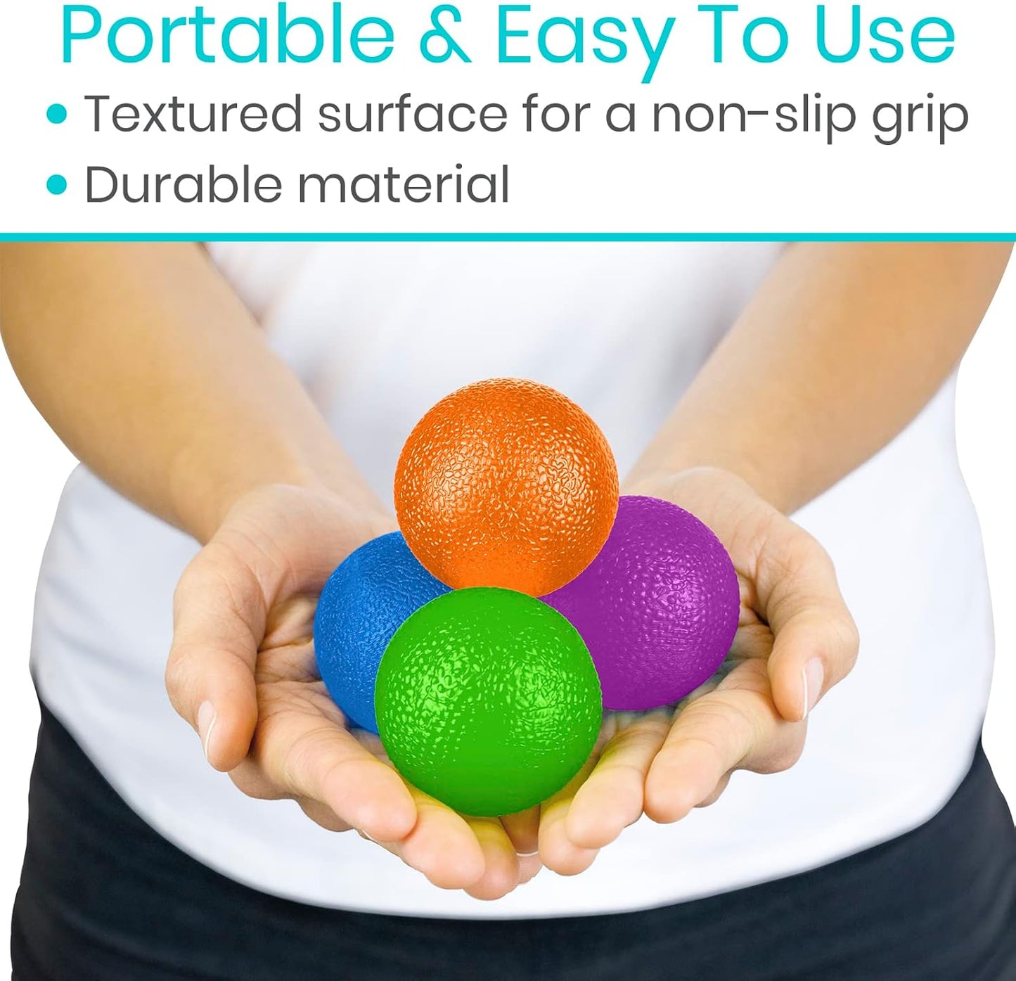 Squeeze Balls for Hand Therapy, Exercise, Arthritis (W/ Rehab Video App) - Grip Strengthener Occupational Equipment for Finger, Wrist, Carpal Tunnel, Pain Relief, Stress - Resistance Strength Squeezing Egg Trainer