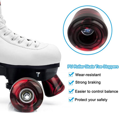 8 Pack Roller Skate Wheels with Bearings Installed and 2 Toe Stoppers for Double Row Skating, Quad Skates and Skateboard Outdoor or Indoor Use, 32Mm X 58Mm 82A
