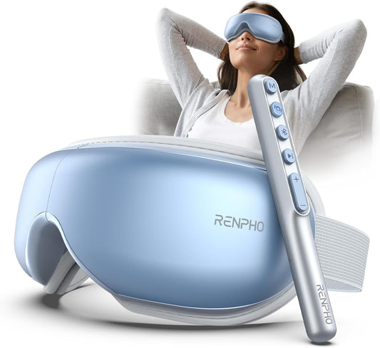 FSA HSA Eyeris1 Eye Massager, Birthday Valentine'S Day Gifts, Migraine Massager with Remote, Compression, Silent Mode, Bluetooth, Heated Eye Mask for Eye Strain Relief, Stye Eye, Improve Sleep