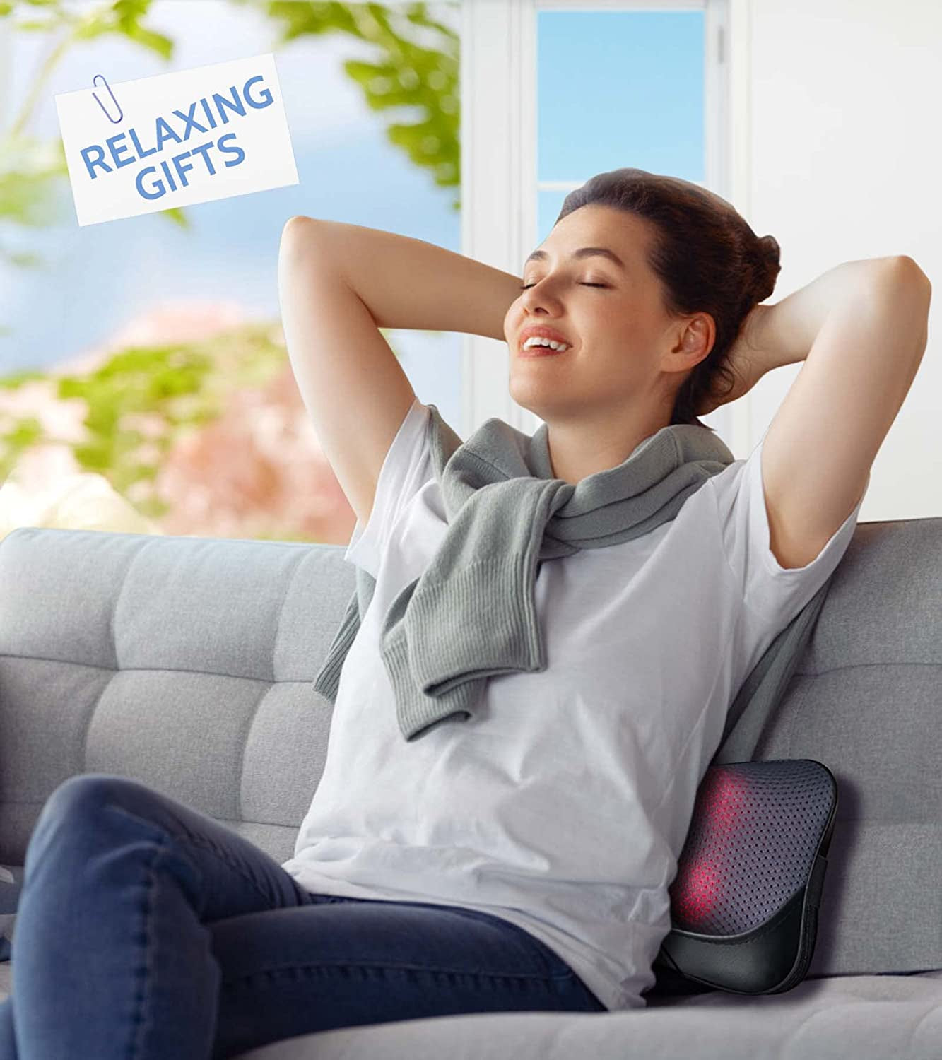 Christmas Back Massager Gifts, Shiatsu Kneading Massager for Neck and Shoulder, Massage Pillow with Heat Relaxation Gifts for Women/Men/Dad/Mom//Mothers Day/Fathers Day/Valentine'S Day