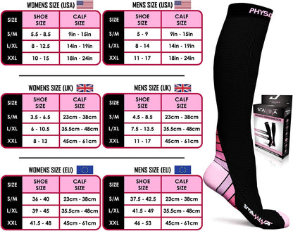 Physix Gear Compression Socks 20-30 Mmhg - Men & Women - Running, Nurses, Shin Splints, Flight, Travel