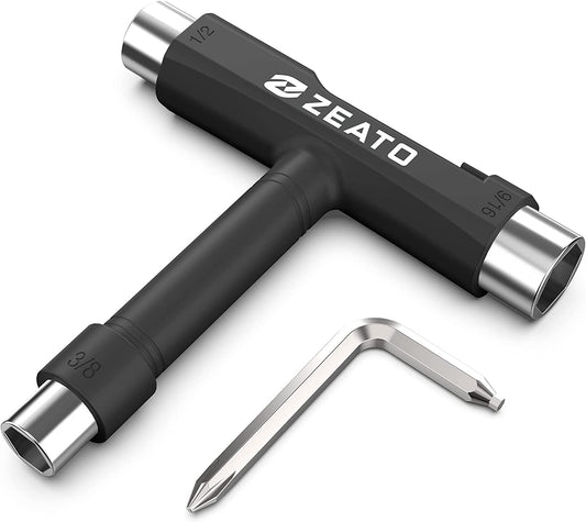 All-In-One Skate Tools Multi-Function Portable Skateboard T Tool Accessory with T-Type Allen Key and L-Type Phillips Head Wrench Screwdriver