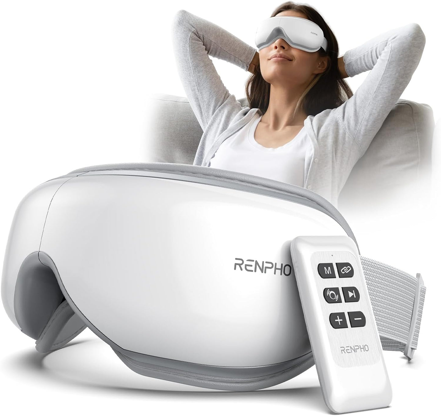 Eye Massager, Birthday Valentine'S Day Gifts for Women Men, Eyeris 1 Eye Massager FSA HSA for Migraine, Sleep Mask with Heat, Remote for Eye Strain Relief, Reduce Stye Eye, Head Massager Scalp