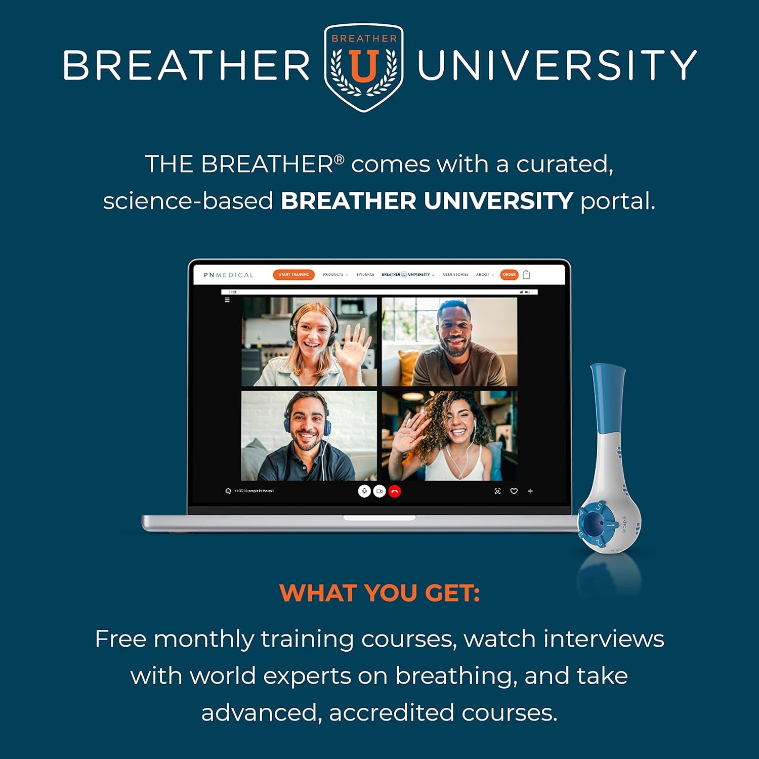 │ Natural Breathing Exerciser Trainer for Drug-Free Respiratory Therapy │ Breathe Easier with Stronger Lungs │ Guided Mobile Training App Included