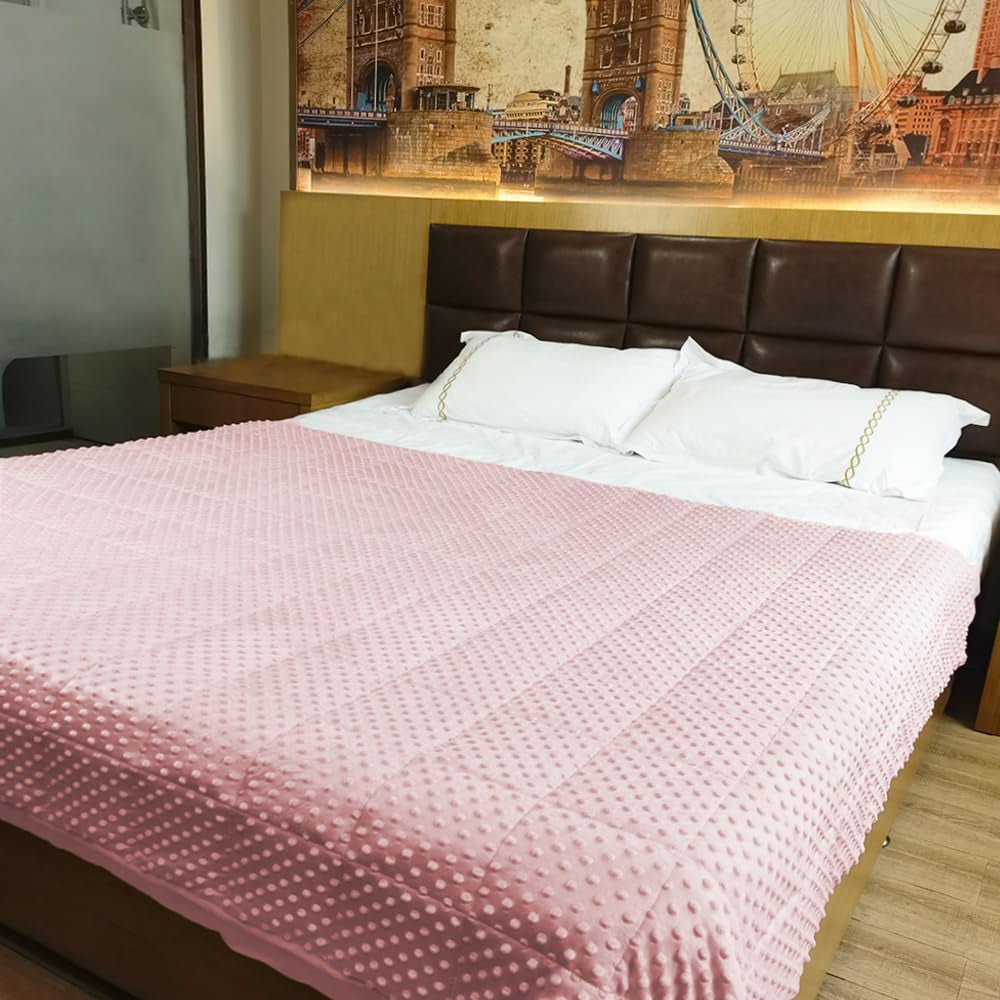 Reversible Weighted Blanket for All Season, Luxury Velvet, Warm and Cool, Adult Kids 5Lb Weighted Blanket, Enjoy Sleeping Anywhere(Pink,36"X48" 5Lbs)