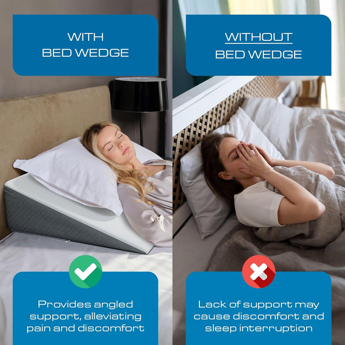 Kӧlbs Bed Wedge Pillow with Memory Foam Top Chic Jacquard Cover Wedge Pillow for Sleeping and Acid Reflux, Heartburn, Wedge Pillow for Sleep Apnea Wedge Pillow for Back Pain Relief