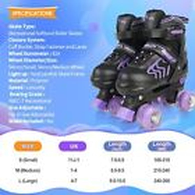 Kids Roller Skates for Boys Adjustable Roller Skates for Men Women Large Purple